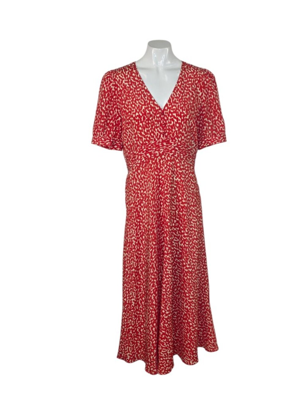 L.K Bennett Dr Rosamund Silk Abstract Dress, V-Neck, Breezy Feminine, Size 6